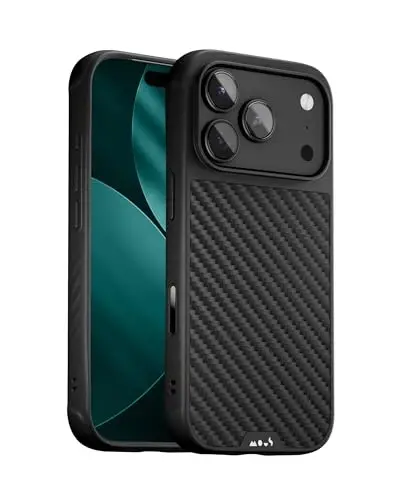 Mous for iPhone 17 Pro Case, Compatible with MagSafe - Limitless - Protective Carbon Fibre Cover for iPhone 17 Pro - Shockproof, Full Camera Protection, Anti-Scratch Back, Black - 1
