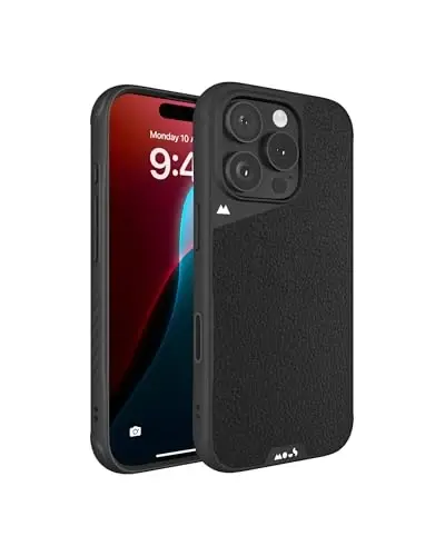 Mous for iPhone 16 Pro Max Case MagSafe Compatible with Camera Control Button- Limitless 6.0 - Black Leather - Protective Shockproof Phone Cover - 1