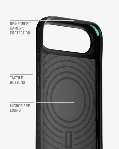 Mous iPhone Air uchun g'ilof, MagSafe bilan mos - Cheksiz - iPhone Air uchun himoya qora charm qopqoq - Zarba o'tkazmaydigan, to'liq kamera himoyasi, tirnalishga qarshi orqa, qora - 3