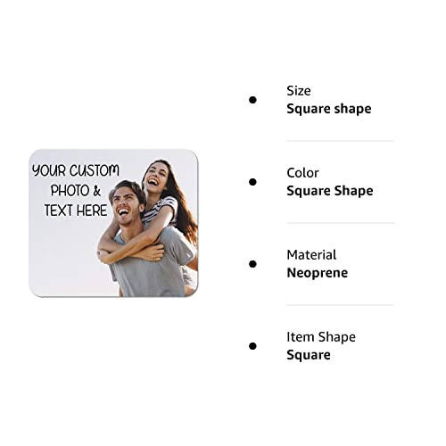 Mouse Pad Custom Personalized Photo Picture & Text Neoprene Office Supplies & Gaming Computer Desk Accessories Square Shape - 13