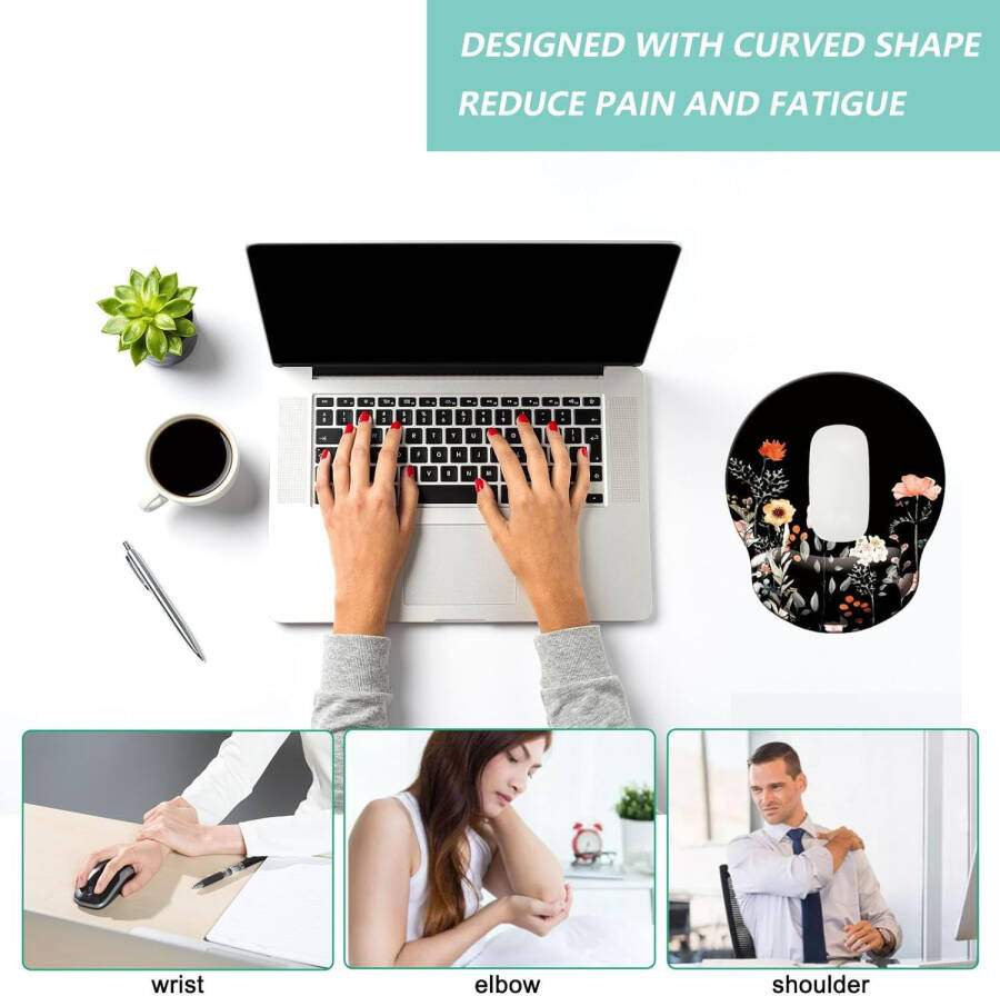 Mouse Pad with Wrist Support, Ergonomic Mouse Pad with Memory Foam Wrist Rest Cushion, Non-Slip Rubber Base Gaming Mice Pad for Home Office Computer Laptop, Moonlit Night - 12