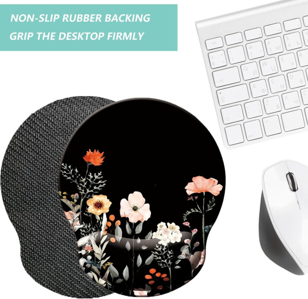 Mouse Pad with Wrist Support, Ergonomic Mouse Pad with Memory Foam Wrist Rest Cushion, Non-Slip Rubber Base Gaming Mice Pad for Home Office Computer Laptop, Moonlit Night - 10