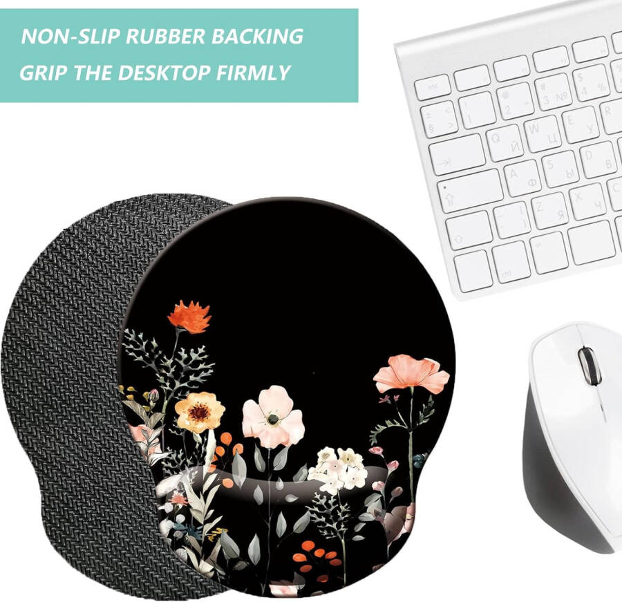 Mouse Pad with Wrist Support, Ergonomic Mouse Pad with Memory Foam Wrist Rest Cushion, Non-Slip Rubber Base Gaming Mice Pad for Home Office Computer Laptop, Moonlit Night - 10