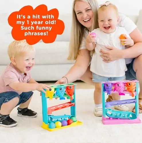 Move2Play, Feed The Fish | 30+ Fin-Tastic Songs & Phrases | Baby & Toddler Musical Toy | First Birthday Present for 1+ Year Old | Ages 6-24 Months | Boy & Girl Ball Drop Toy - 2