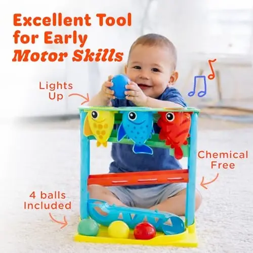 Move2Play, Feed The Fish | 30+ Fin-Tastic Songs & Phrases | Baby & Toddler Musical Toy | First Birthday Present for 1+ Year Old | Ages 6-24 Months | Boy & Girl Ball Drop Toy - 3