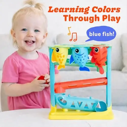 Move2Play, Feed The Fish | 30+ Fin-Tastic Songs & Phrases | Baby & Toddler Musical Toy | First Birthday Present for 1+ Year Old | Ages 6-24 Months | Boy & Girl Ball Drop Toy - 4
