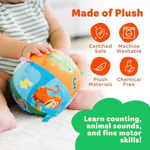 Move2Play, Hilariously Interactive Baby Ball with Music & Sound Effects | First Birthday Gift | Toddler Toy for Boys & Girls | Age 6, 9, 12, 18+ Month | 1, 2+ Year's Old (Baby Ball) - 2
