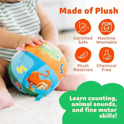 Move2Play, Hilariously Interactive Baby Ball with Music & Sound Effects | First Birthday Gift | Toddler Toy for Boys & Girls | Age 6, 9, 12, 18+ Month | 1, 2+ Year's Old (Baby Ball) - 2