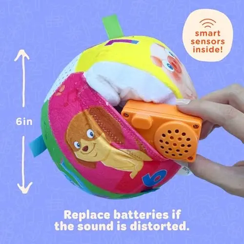 Move2Play, Hilariously Interactive Baby Ball with Music & Sound Effects | First Birthday Gift | Toddler Toy for Boys & Girls | Age 6, 9, 12, 18+ Month | 1, 2+ Year's Old (Baby Ball) - 4