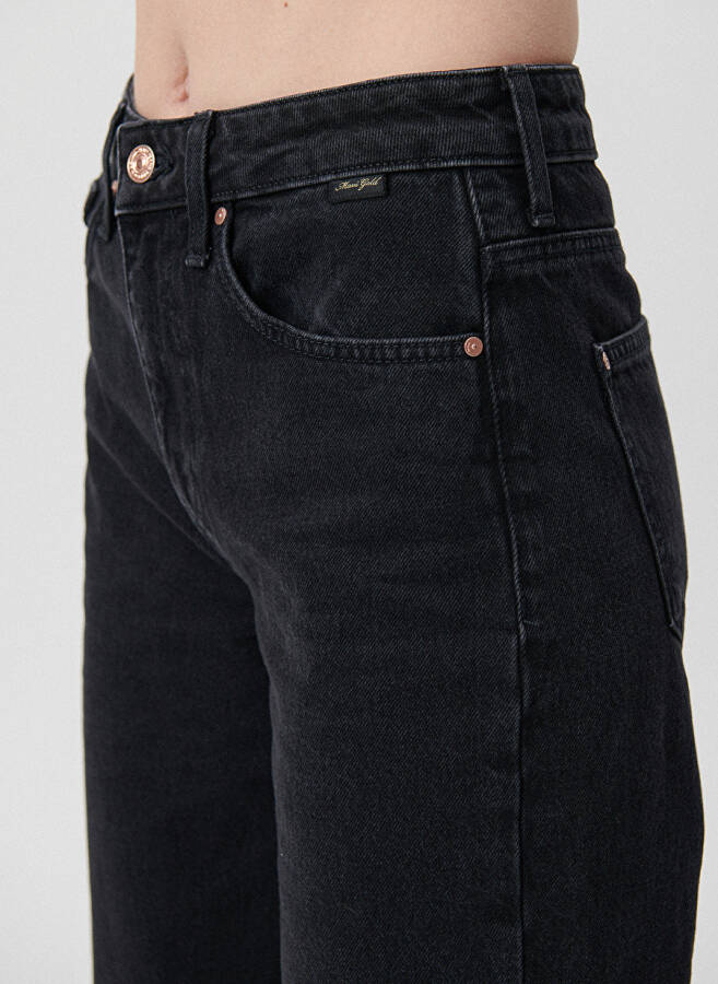 Movi Yuqori Bel Keng Oyoqli Regular Fit Antrasit Ayollar Denim Shimini M101072-82298 VICTORIA Dark Smoke D - 5