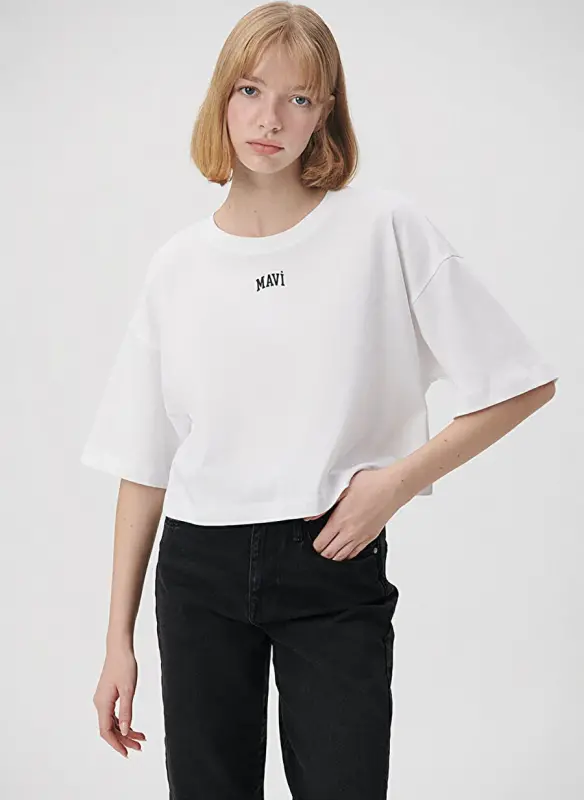 Moviy Bisiklet Yoqa Oq Ayollar Futbolkasi M1611585-620-YUMALOQ YOQA QISQA YENG - 1