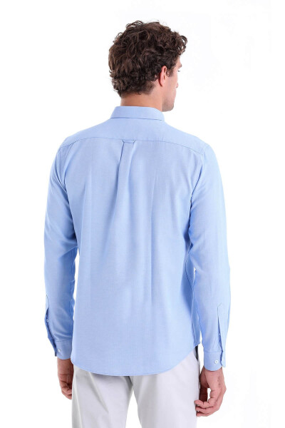Moviy Comfort Fit tekis tugmali yoqali uzun yengli tasodifiy - 6
