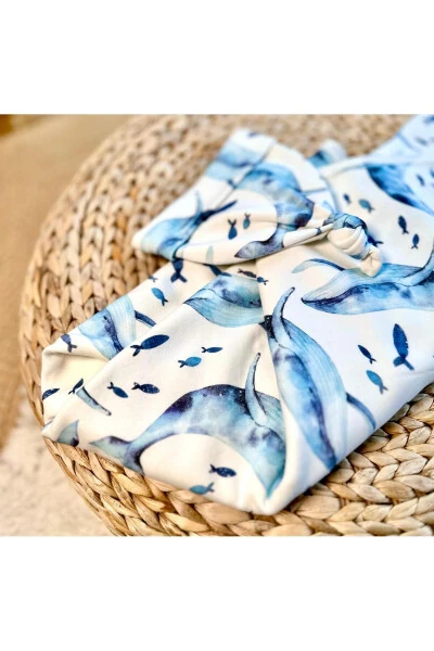 Moviy Kit naqshli adyol va shapka to'plami - BLZ (1)