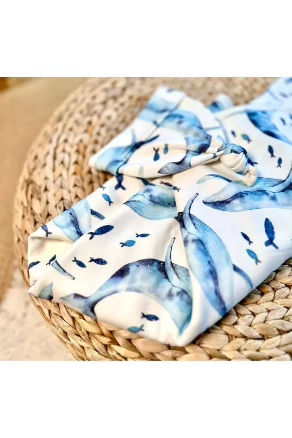 Moviy Kit naqshli adyol va shapka to'plami - 2