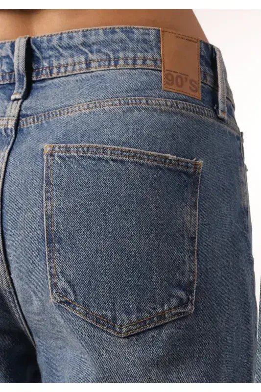 Moviy, o'rta bel, tek tek qisqichli ayollar shim (792 Mıla Regular Fit) - 7