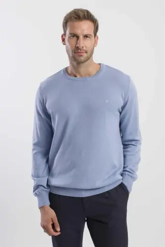Moviy rangdagi Slim Fit Velosiped Yaxtasidagi Triko Kozog'i - 3