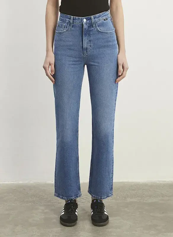 Moviy SKY Yüksek Bel Straight Moviy Ayollar Denim Shim M1010627-87211 - 3