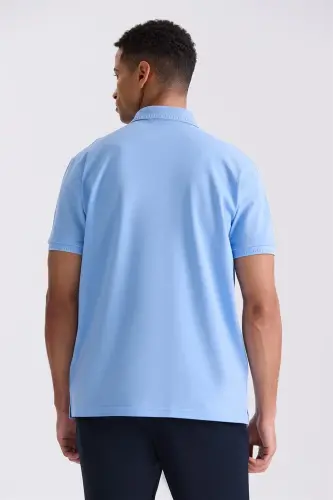 Moviy Slim Fit 100% Paxta Merserize Polo Yoqali Futbolka - 4