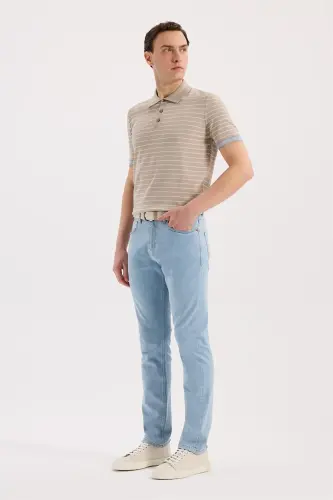 Moviy Slim Fit 5 cho'ntakli elastik jinsi shim - 1