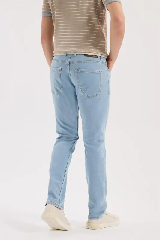 Moviy Slim Fit 5 cho'ntakli elastik jinsi shim - 4