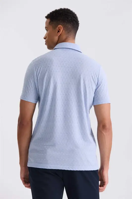Moviy Slim Fit Polo Yoqali Futbolka - JAKAMEN