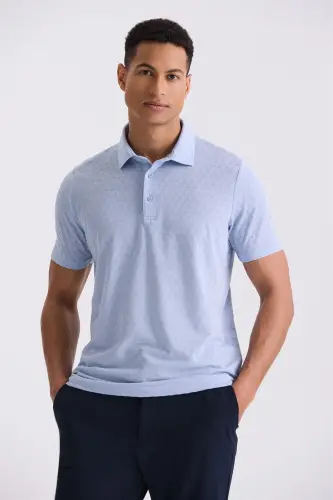 Moviy Slim Fit Polo Yoqali Futbolka - JAKAMEN (1)