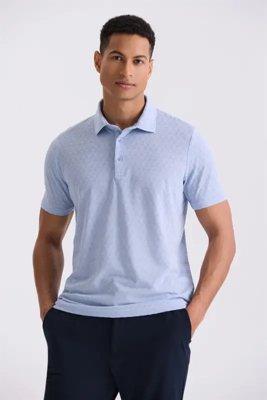 Moviy Slim Fit Polo Yoqali Futbolka - 2