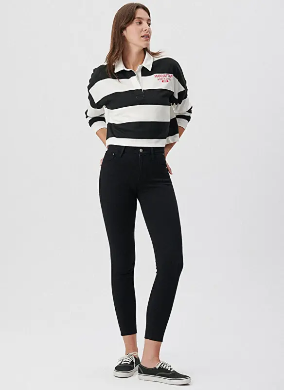 Moviy TESS Double Black Skinny Fit Qora Ayollar Jinsiy Shim M100328-35252 - 1