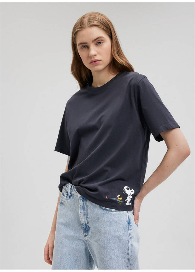 Moviy Velosiped Yoqa Kulrang Ayollar T-Shirt M1612531-70087-SNOOPY BASKILI TISHÖRT - 14