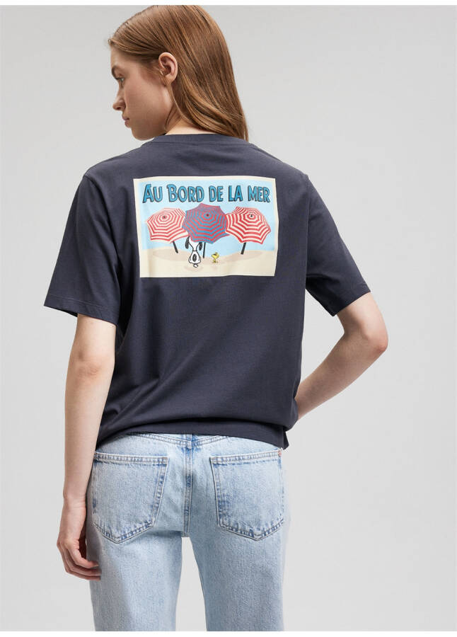 Moviy Velosiped Yoqa Kulrang Ayollar T-Shirt M1612531-70087-SNOOPY BASKILI TISHÖRT - 17