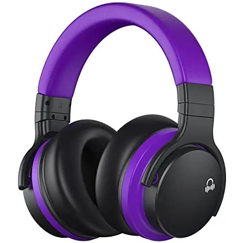MOVSSOU E7 Наушники с активным шумоподавлением Bluetooth-наушники Беспроводные наушники Накладные с микрофоном Глубокие басы, Комфортные протеиновые амбушюры, 30 часов воспроизведения для путешествий/работы, Средне-фиолетовый - MOVSSOU
