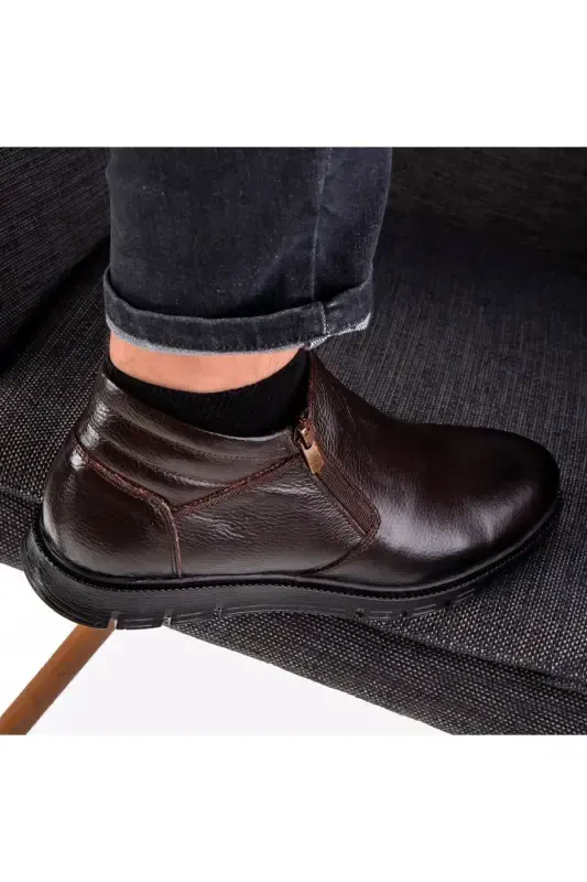 Moyna Haqiqiy Teri Kauchuk Taglik Erkak Mo'ynali Bot, Ichi Mo'ynali Bot-Jigarrang - 5