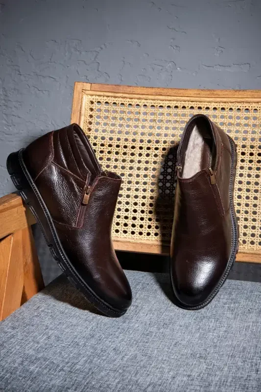 Moyna Haqiqiy Teri Kauchuk Taglik Erkak Mo'ynali Bot, Ichi Mo'ynali Bot-Jigarrang - 6