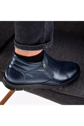 Moyna Haqiqiy Teri Rezina Taglik Erkak Mo'ynali Bot, Ichi Mo'ynali Bot - To'q ko'k - 5