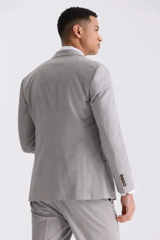 Mo'yna klassik uslubdagi uchburchak yoqali jun kostyum - 4