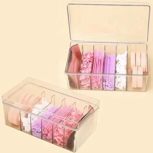 MoyRetty 2PC Acrylic Lash Extension Organizer, Dustproof Storage for Salon | Large Capacity Eyelash Extension Supplies Container Box, Neatly Store and Organize Your Lash Supplies - 1