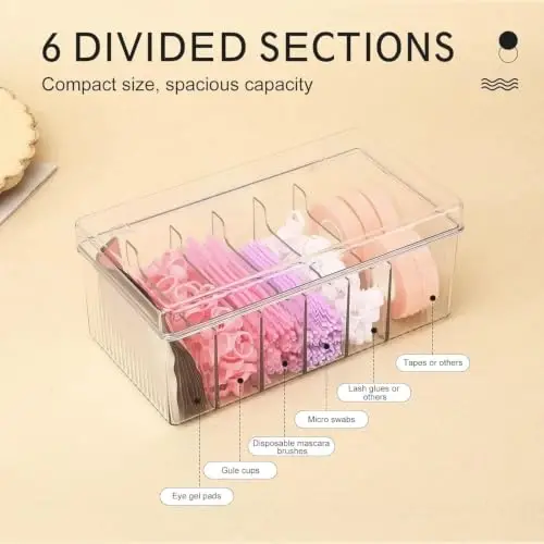 MoyRetty 2PC Acrylic Lash Extension Organizer, Dustproof Storage for Salon | Large Capacity Eyelash Extension Supplies Container Box, Neatly Store and Organize Your Lash Supplies - 3