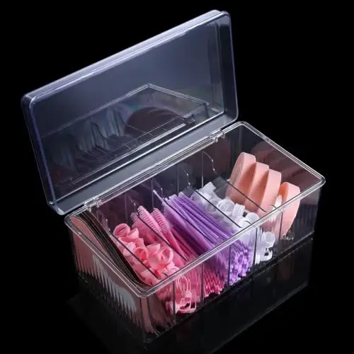 MoyRetty 2PC Acrylic Lash Extension Organizer, Dustproof Storage for Salon | Large Capacity Eyelash Extension Supplies Container Box, Neatly Store and Organize Your Lash Supplies - 5