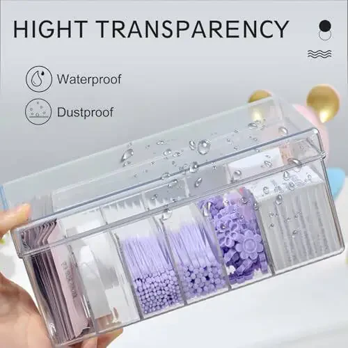 MoyRetty Acrylic Lash Extension Organizer, Large Capacity Eyelash Extension Supplies Storage Container Box, Neatly Store and Organize Your Lash Supplies (Clear) - 6