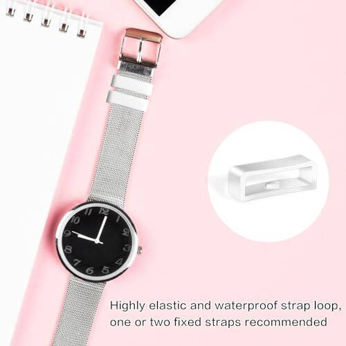 Mozeat Lens 6 PCS Watch Band Retainer Loops, White Silicone Watch Strap Holder Rings Replacement Parts Smartwatch Band Keeper Rubber Fastener Rings for Smart Sport Watches (Size: 18mm/20mm/22mm) - 7