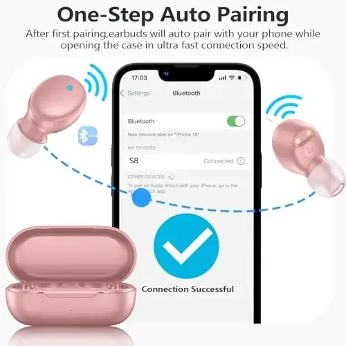MOZOTER Bluetooth 5.3 Simsiz Quloqchinlar, Chuqur Bass Baland Ovoz Toza Qo'ng'iroq Shovqinni Bekor Qilish 4 Mikrofonli Quloq ichidagi Quloqchinlar Simsiz Zaryadlovchi Qutisi bilan iPhone Android uchun Mos, Mashg'ulot-Oq - MOZOTER (1)