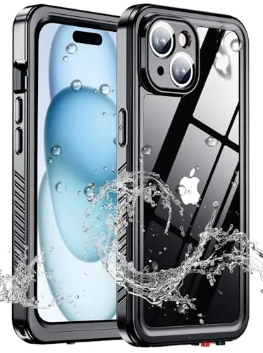 MOZOTER for iPhone 15 Plus Case Waterproof,[IPX8 Underwater Case][Full Body Shockproof & Military Dropproof] Clear Sound Quality Built-in Screen Protector for iPhone 15 Plus 6.7 inch-Black - 1