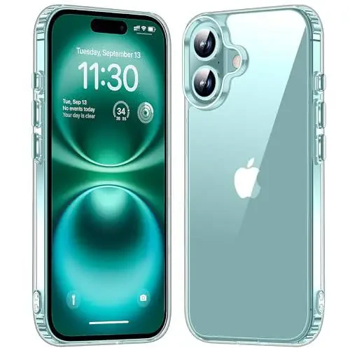 MOZOTER for iPhone 16 Case Clear, [Anti-Yellowing] [Non-Slip] Shockproof Bumper Phone Cover, Slim Thin Cute Case for iPhone 16 6.1 inch - Clear - 1