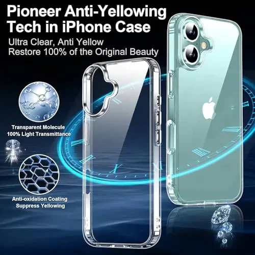 MOZOTER for iPhone 16 Case Clear, [Anti-Yellowing] [Non-Slip] Shockproof Bumper Phone Cover, Slim Thin Cute Case for iPhone 16 6.1 inch - Clear - 4
