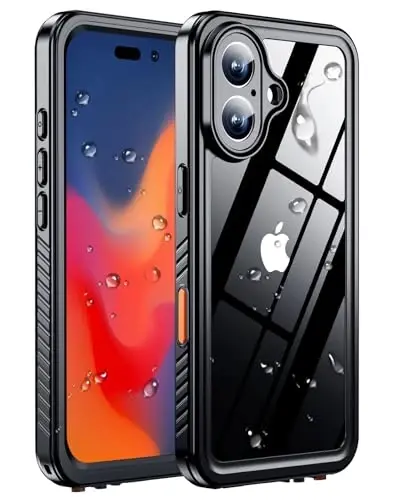 MOZOTER for iPhone 16 Plus Case Waterproof,[IPX8 Underwater Case][Full Body Shockproof & Military Dropproof] Clear Sound Quality Built-in Screen Protector for iPhone 16 Plus 6.7 inch-Black - MOZOTER