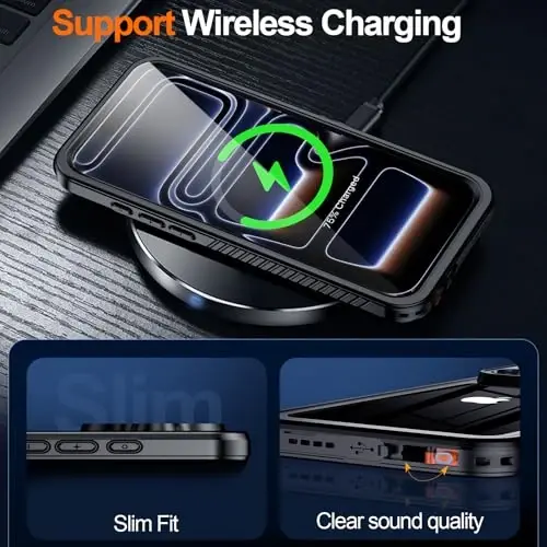 MOZOTER for iPhone 17 Pro Case Waterproof,[IPX8 Underwater Case][Full Body Shockproof & Military Dropproof] Clear Sound Quality Built-in Screen Protector for iPhone 17 Pro 6.3 inch-Black - 4