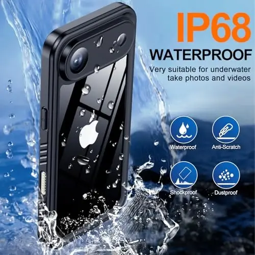 MOZOTER for iPhone Air Case Waterproof,[IPX8 Underwater Case][Full Body Shockproof & Military Dropproof] Clear Sound Quality Built-in Screen Protector for iPhone Air 6.5 inch-Black - MOZOTER (1)