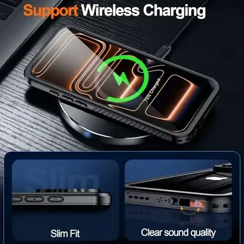 MOZOTER iPhone 17 Pro Max uchun suv o'tkazmaydigan g'ilof, [IPX8 suv osti g'ilofi] [To'liq korpus zarbga chidamli va harbiy darajadagi] Ovoz sifati yaxshi, iPhone 17 Pro Max 6.9 dyuym uchun o'rnatilgan ekran himoyachisi-Qora - 4