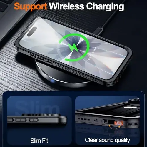 MOZOTER iPhone 17 uchun suv o'tkazmaydigan g'ilof,[IPX8 suv osti g'ilofi][To'liq korpus zarbga chidamli va harbiy tomchiga chidamli] iPhone 17 6,3 dyuym uchun o'rnatilgan ekran himoyachisi-Qora - 4