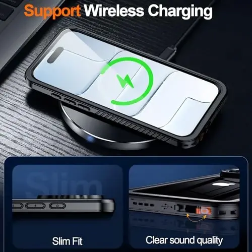 MOZOTER iPhone Air Case uchun suv o'tkazmaydigan, [IPX8 suv osti g'ilofi] [To'liq tanani zarbadan himoya qiluvchi va harbiy darajadagi zarba o'tkazmaydigan] iPhone Air 6.5 dyuym uchun o'rnatilgan ekran himoyachisi aniq ovoz sifati - qora - 4